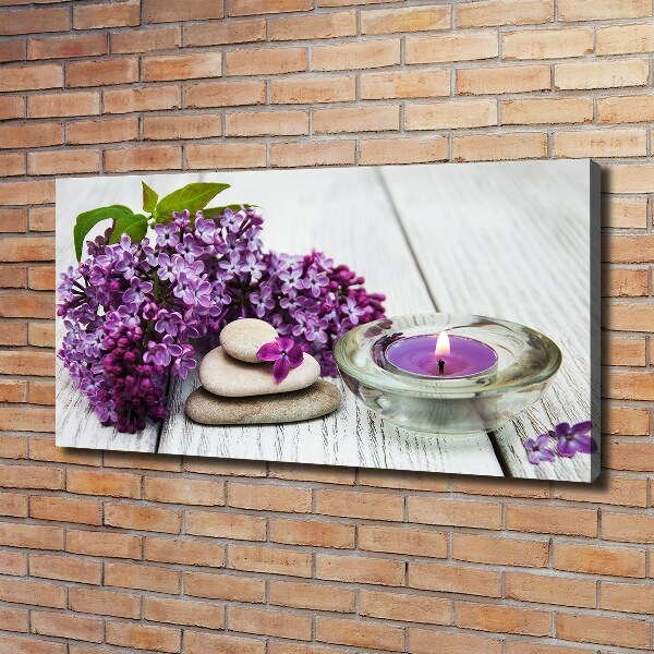 Cuadro canvas moderno de gran formato horizontal Piedras lilas y zen