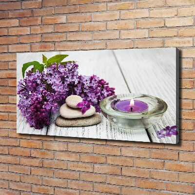 Cuadro canvas moderno de gran formato horizontal Piedras lilas y zen