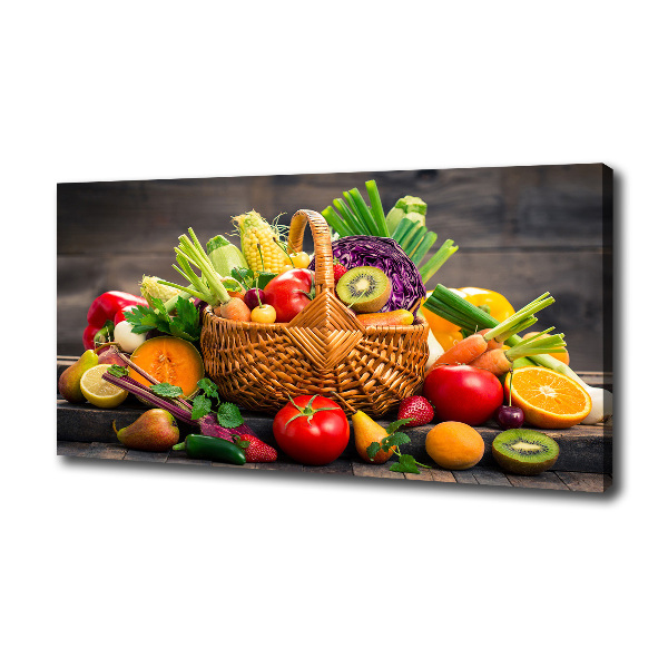 Cuadro canvas con impresión uv duradera horizontal Cesta de frutas y verduras