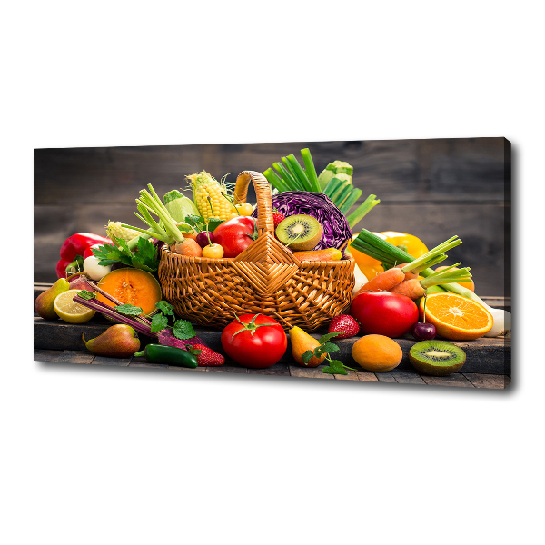Cuadro canvas con impresión uv duradera horizontal Cesta de frutas y verduras