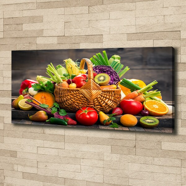 Cuadro canvas con impresión uv duradera horizontal Cesta de frutas y verduras