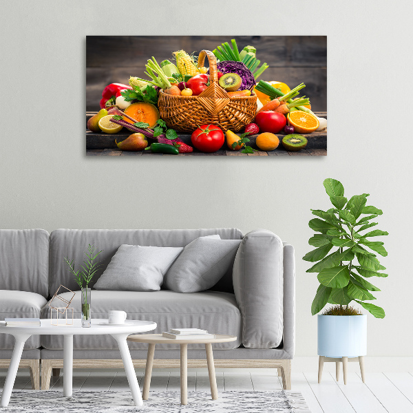 Cuadro canvas con impresión uv duradera horizontal Cesta de frutas y verduras
