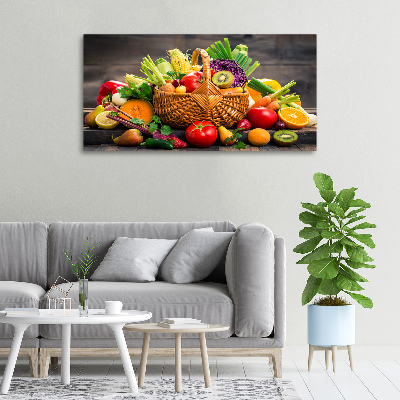 Cuadro canvas con impresión uv duradera horizontal Cesta de frutas y verduras