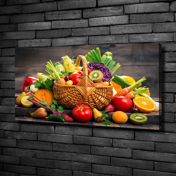 Cuadro canvas con impresión uv duradera horizontal Cesta de frutas y verduras