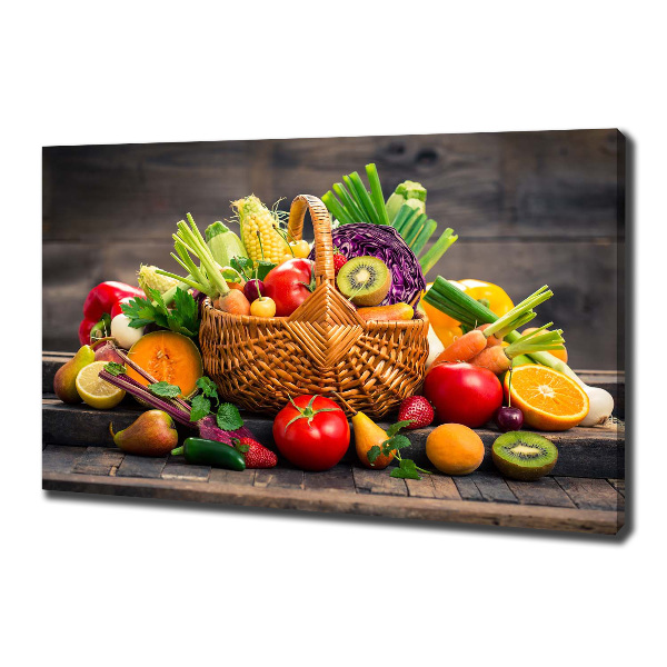 Cuadro canvas con impresión uv duradera horizontal Cesta de frutas y verduras