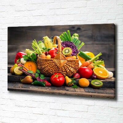 Cuadro canvas con impresión uv duradera horizontal Cesta de frutas y verduras