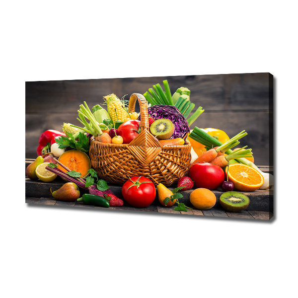 Cuadro canvas con impresión uv duradera horizontal Cesta de frutas y verduras