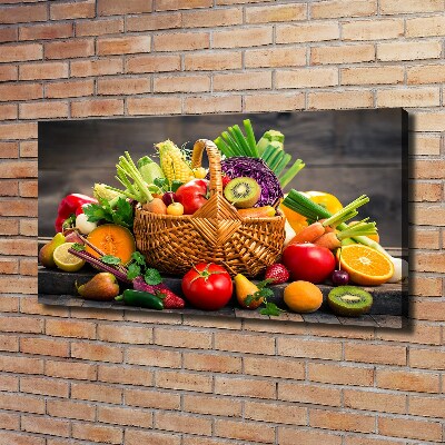 Cuadro canvas con impresión uv duradera horizontal Cesta de frutas y verduras