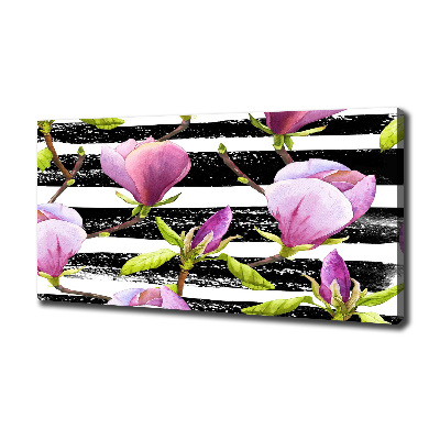Cuadro canvas moderno de gran formato horizontal Magnolia rayada