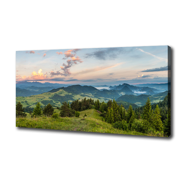 Cuadro canvas moderno de gran formato horizontal Panorama de las montañas Pieniny