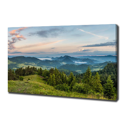 Cuadro canvas moderno de gran formato horizontal Panorama de las montañas Pieniny