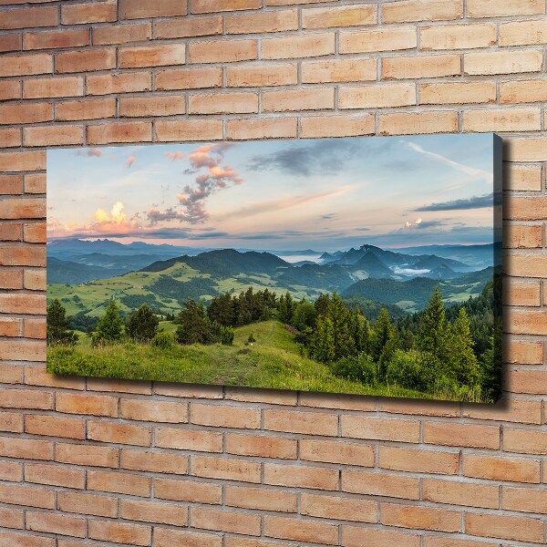 Cuadro canvas moderno de gran formato horizontal Panorama de las montañas Pieniny