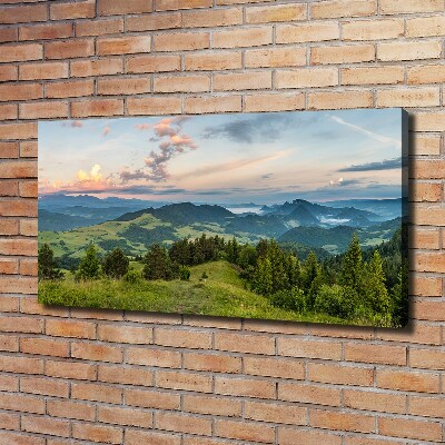 Cuadro canvas moderno de gran formato horizontal Panorama de las montañas Pieniny