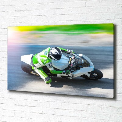 Cuadro canvas con impresión uv duradera horizontal Carrera de motos