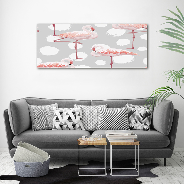 Cuadro canvas moderno de gran formato horizontal Flamencos