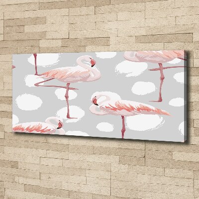 Cuadro canvas moderno de gran formato horizontal Flamencos