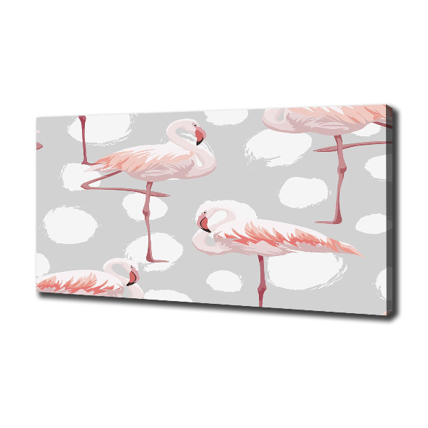 Cuadro canvas moderno de gran formato horizontal Flamencos
