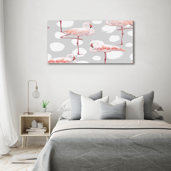 Cuadro canvas moderno de gran formato horizontal Flamencos