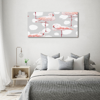 Cuadro canvas moderno de gran formato horizontal Flamencos