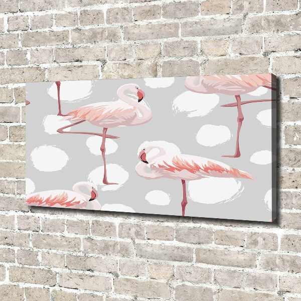 Cuadro canvas moderno de gran formato horizontal Flamencos
