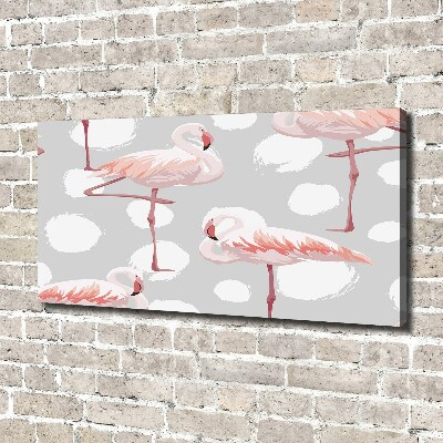 Cuadro canvas moderno de gran formato horizontal Flamencos