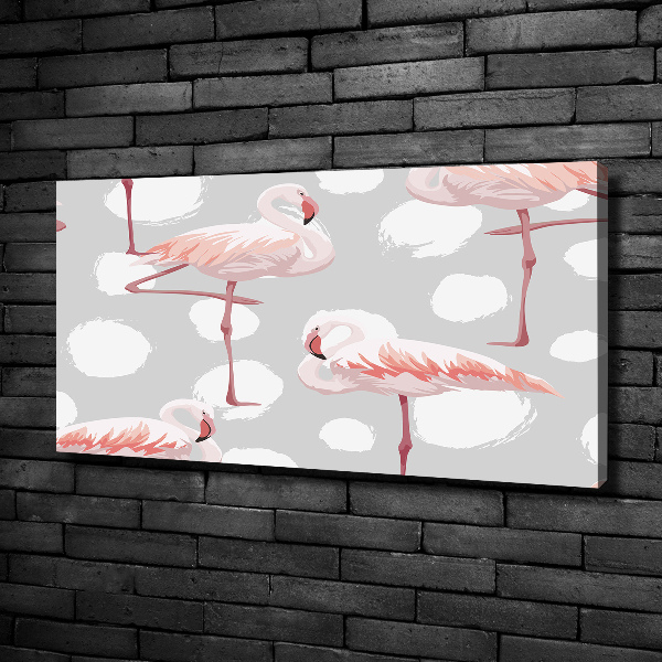 Cuadro canvas moderno de gran formato horizontal Flamencos