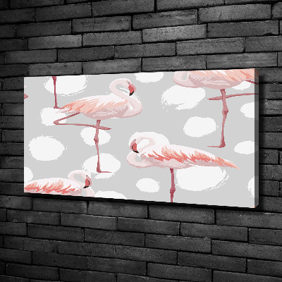 Cuadro canvas moderno de gran formato horizontal Flamencos