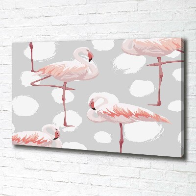Cuadro canvas moderno de gran formato horizontal Flamencos
