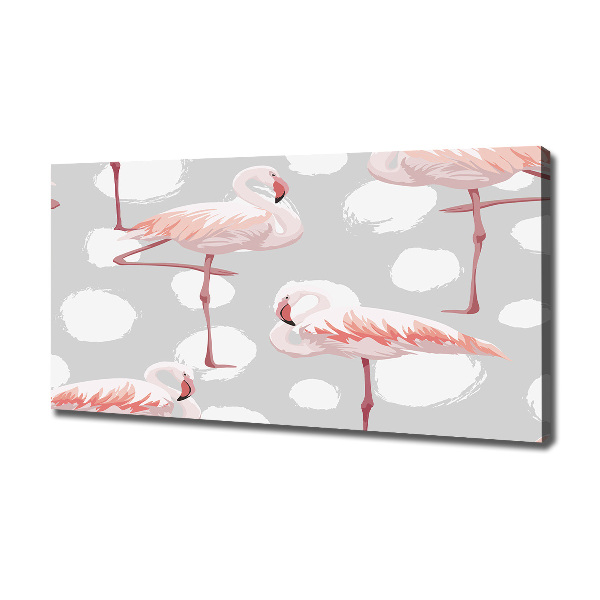 Cuadro canvas moderno de gran formato horizontal Flamencos