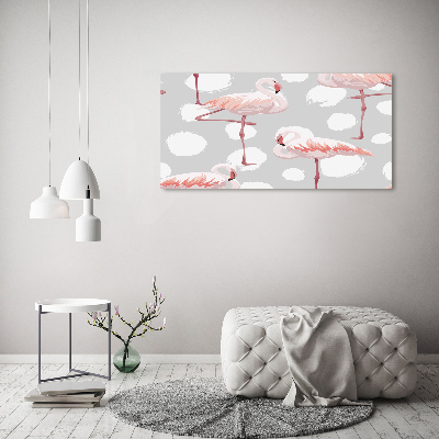 Cuadro canvas moderno de gran formato horizontal Flamencos