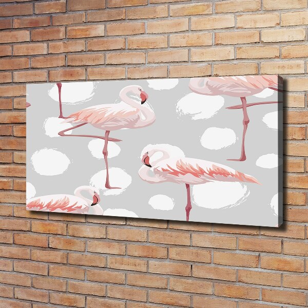 Cuadro canvas moderno de gran formato horizontal Flamencos