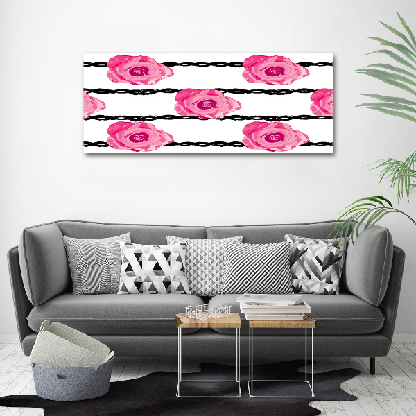 Cuadro canvas moderno de gran formato horizontal Rosas