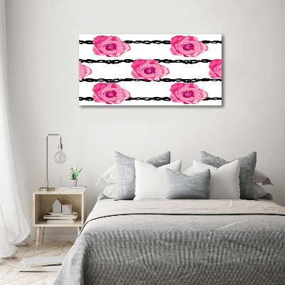 Cuadro canvas moderno de gran formato horizontal Rosas