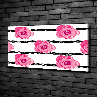 Cuadro canvas moderno de gran formato horizontal Rosas