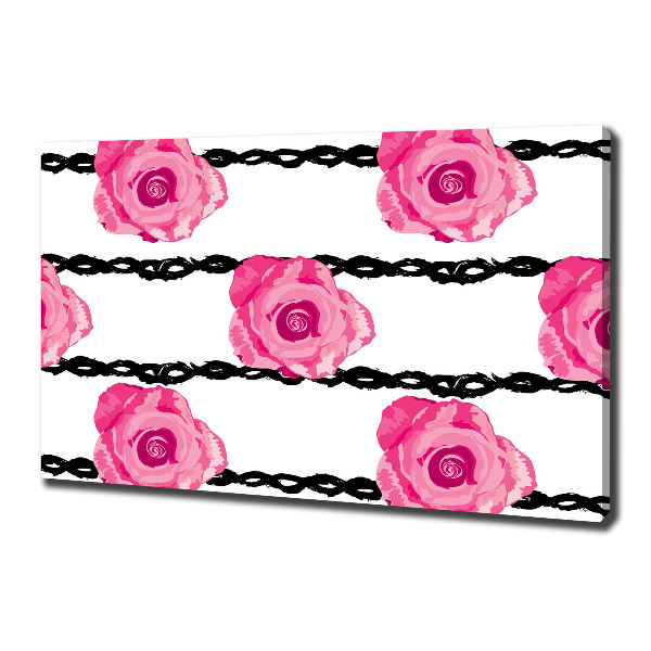 Cuadro canvas moderno de gran formato horizontal Rosas