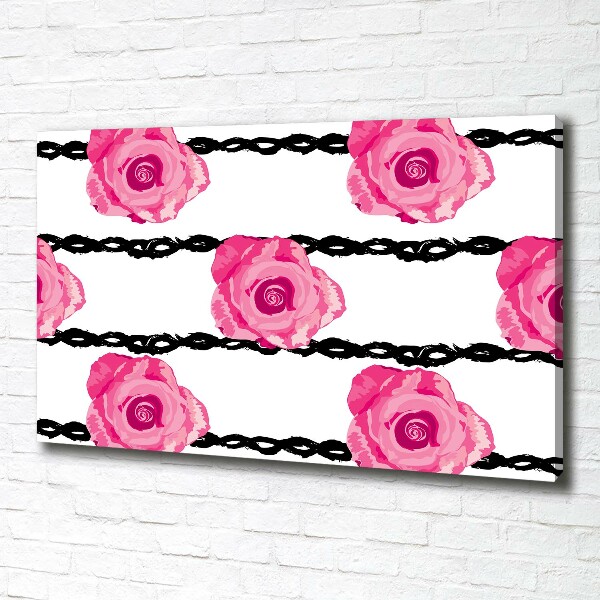 Cuadro canvas moderno de gran formato horizontal Rosas