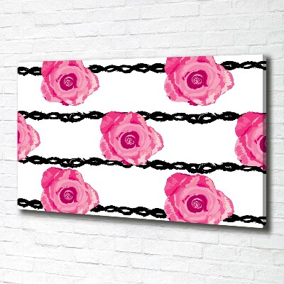 Cuadro canvas moderno de gran formato horizontal Rosas