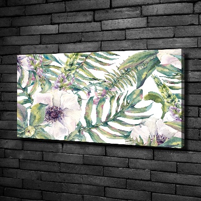 Fotocuadro en lienzo de alta calidad horizontal Helechos y flores