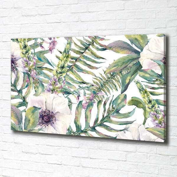 Fotocuadro en lienzo de alta calidad horizontal Helechos y flores