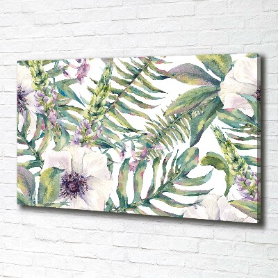 Fotocuadro en lienzo de alta calidad horizontal Helechos y flores