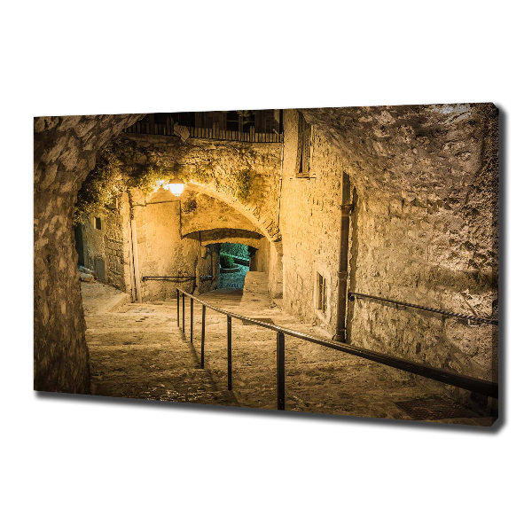 Cuadro canvas con impresión uv duradera horizontal Peille de noche, Francia