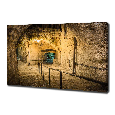 Cuadro canvas con impresión uv duradera horizontal Peille de noche, Francia