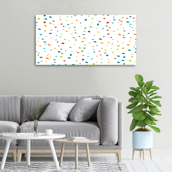 Cuadro canvas moderno de gran formato horizontal Puntos de colores