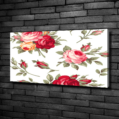 Cuadro canvas moderno de gran formato horizontal Rosas