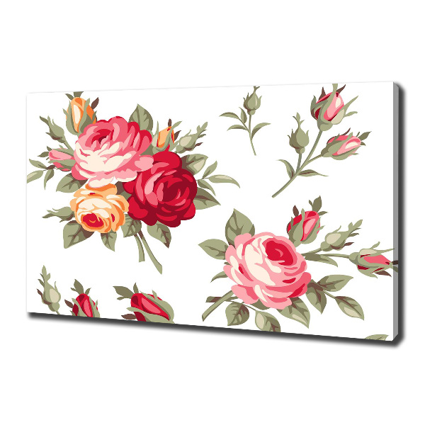 Cuadro canvas moderno de gran formato horizontal Rosas
