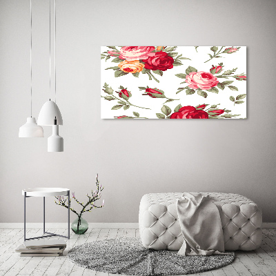 Cuadro canvas moderno de gran formato horizontal Rosas