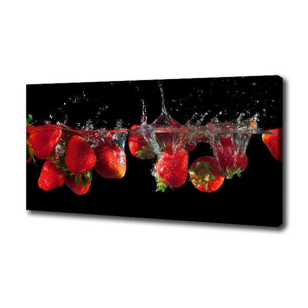 Fotocuadro en lienzo de alta calidad horizontal Fresas bajo el agua