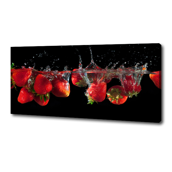 Fotocuadro en lienzo de alta calidad horizontal Fresas bajo el agua