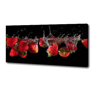 Fotocuadro en lienzo de alta calidad horizontal Fresas bajo el agua