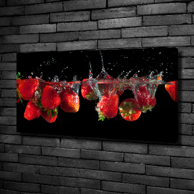 Fotocuadro en lienzo de alta calidad horizontal Fresas bajo el agua